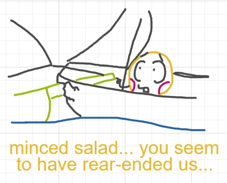 A panel from Ready Oar Knot, episode three of the Board Boards object show by Furretwalk/WalkingFurret.